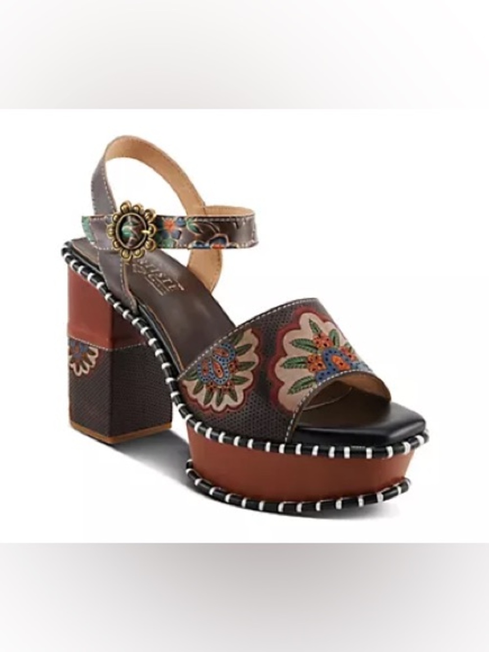 L’artiste SPRING STEP SHOES gogetem sandals in chocolate/ multi Sz36